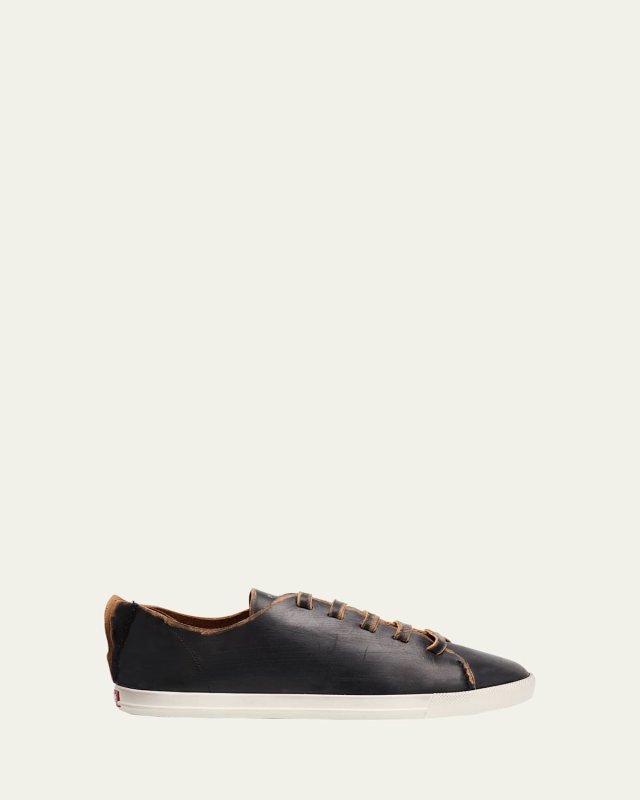 Distressed Low-Top Leather Sneakers